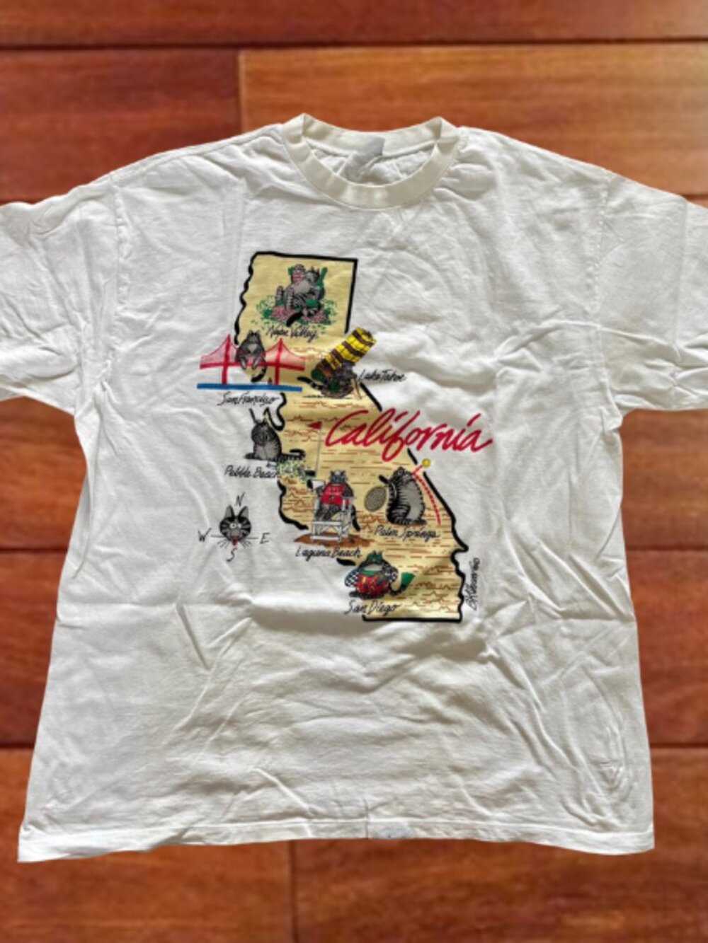 Cute Cats of California Graphic Shirt - Whimsical State Map Tee